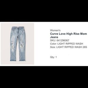 Abercrombie & Fitch curve love the mom high rise jeans - never worn